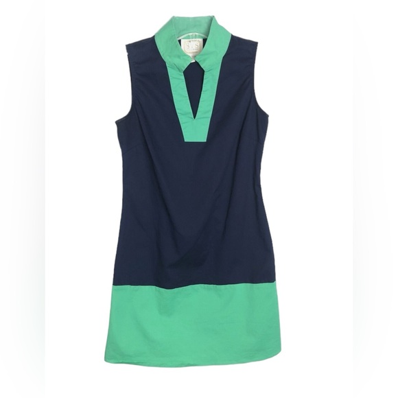 NWT STS Sail To Sable Sleeveless Navy Blue Green Dress V Neck XS Color B… - Picture 4 of 15